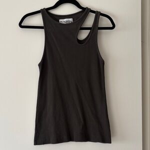 K.NGSLEY Asymmetrical Charcoal Tank Top